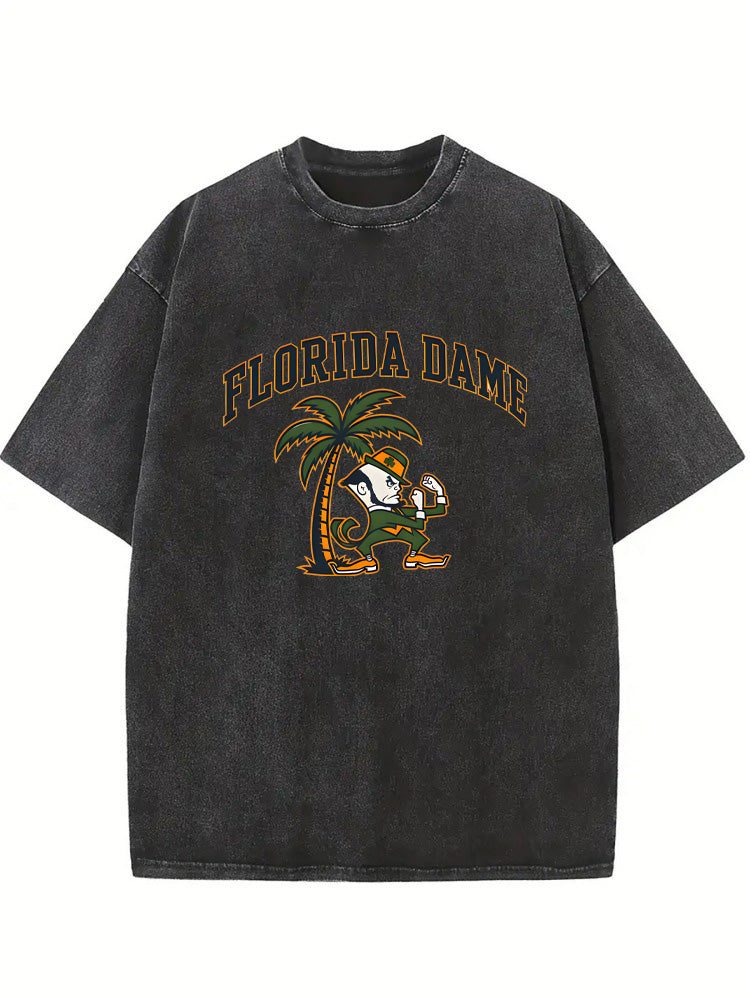 Florida Dame Back To School Gift Washed T-shirt