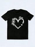 Flower Heart Love Mom Happy Mother's Day Printed T-shirt