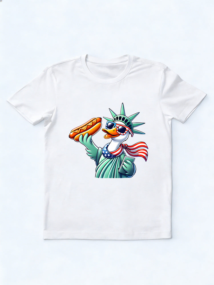 Funny 4th of July Lady Liberty Duck Gift T-Shirt