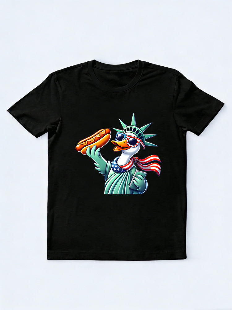 Funny 4th of July Lady Liberty Duck Gift T-Shirt
