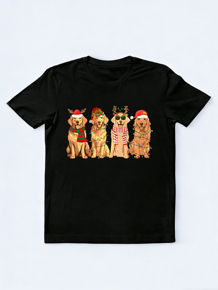 Funny Dogs Golden Retriever Xmas Lights Dog Lover Christmas Gift T-shirt