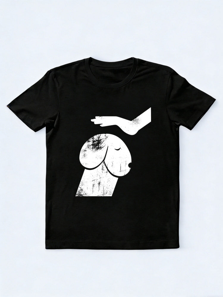 Funny Hand Pats Pet Dog Head T-shirt