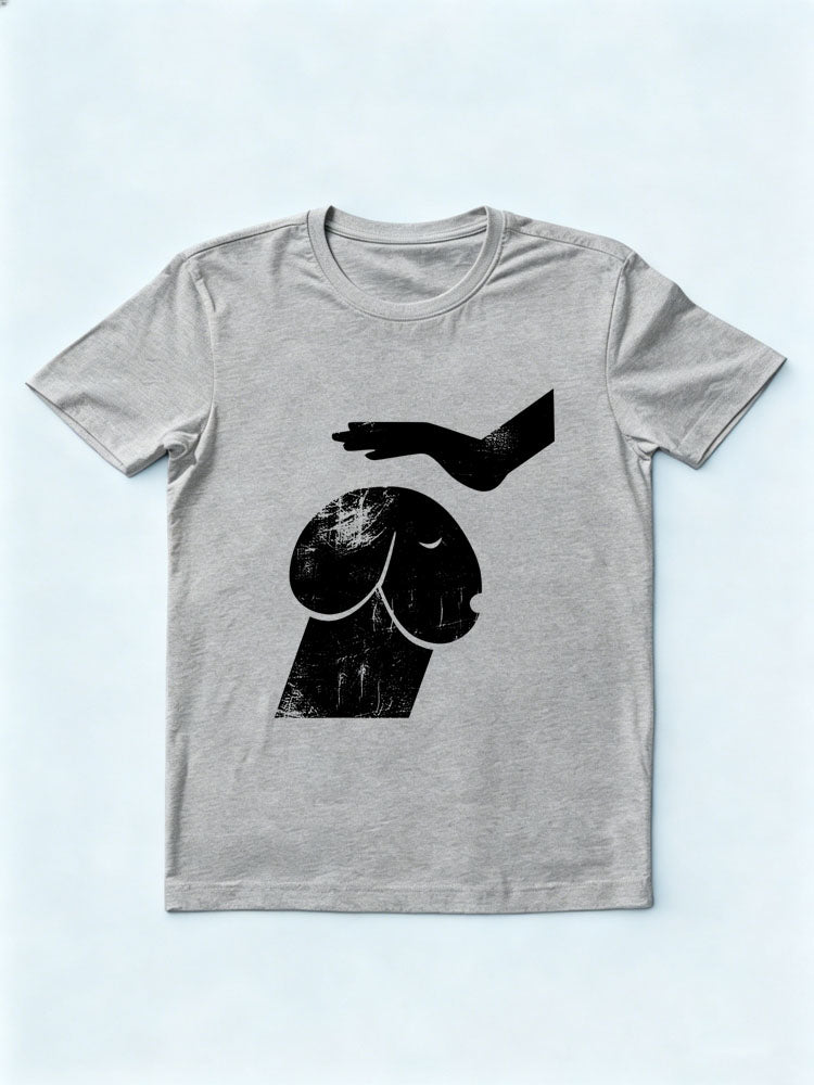 Funny Hand Pats Pet Dog Head T-shirt