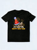 Funny Happy New Year Cute Cat Peeking New Year Gift T-Shirt