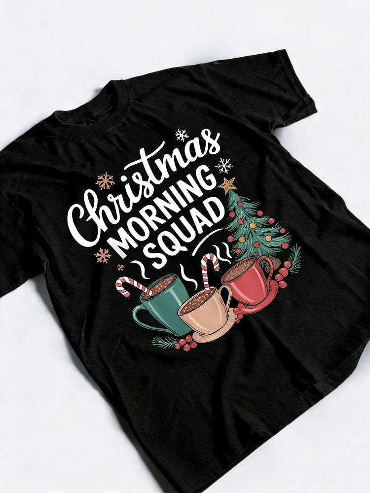 Funny Morning Family Merry Xmas Party Christmas Gift T-shirt