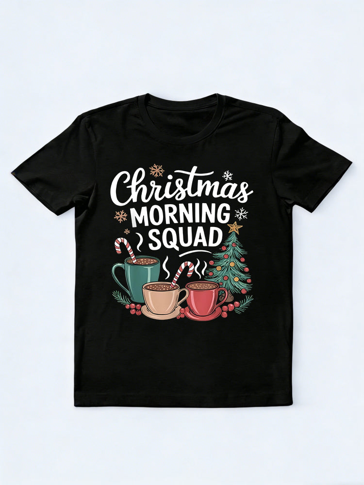 Funny Morning Family Merry Xmas Party Christmas Gift T-shirt