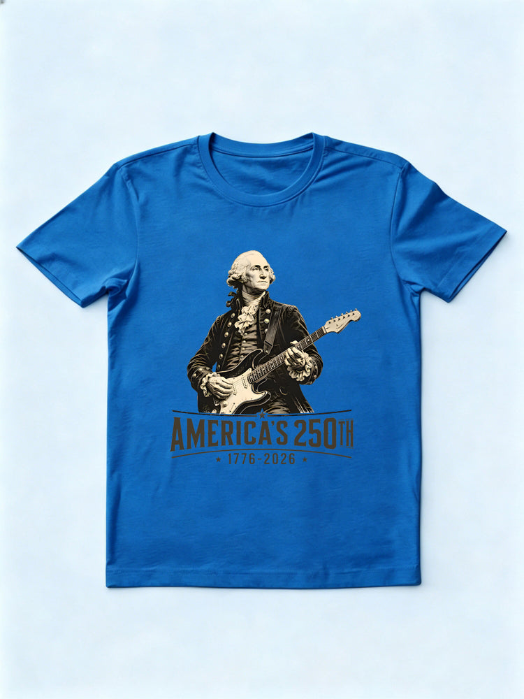 George Washington Playing Guitar 250th Anniversary 4th of July Gift T-shirt