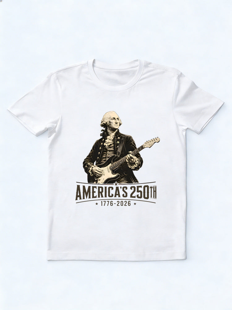 George Washington Playing Guitar 250th Anniversary 4th of July Gift T-shirt