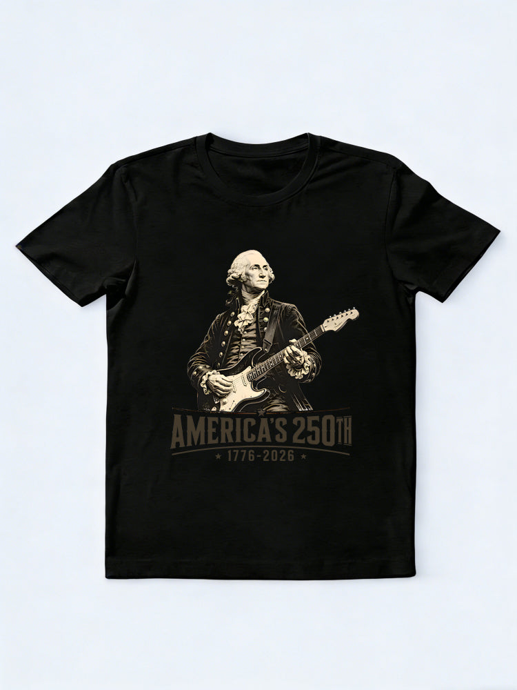 George Washington Playing Guitar 250th Anniversary 4th of July Gift T-shirt
