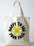 Gift Happy To See Your Face Back To School Canvas Tote Bag