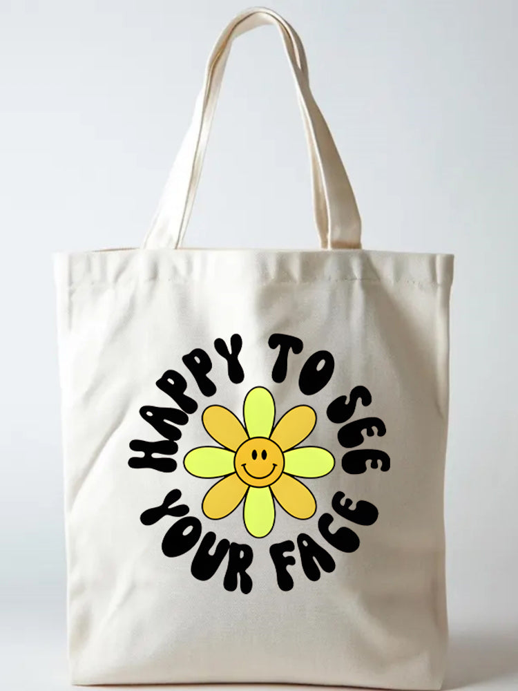 Gift Happy To See Your Face Back To School Canvas Tote Bag