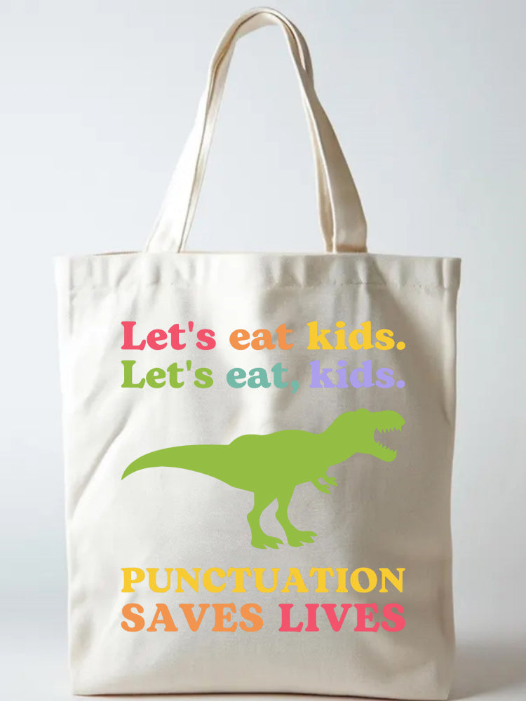 Gift Punctuation Saves Lives Back to School Canvas Tote Bag