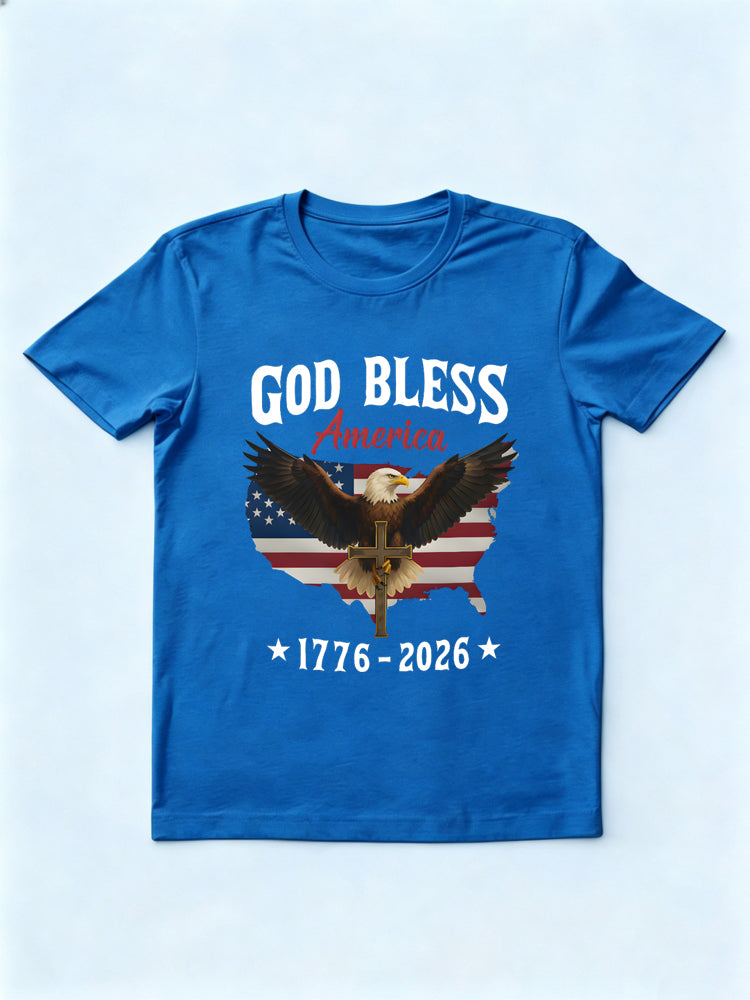 God Bless America Eagle Cross 1776-2026 Gift T-shirt