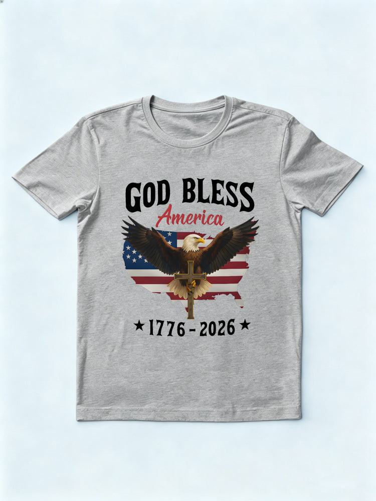 God Bless America Eagle Cross 1776-2026 Gift T-shirt