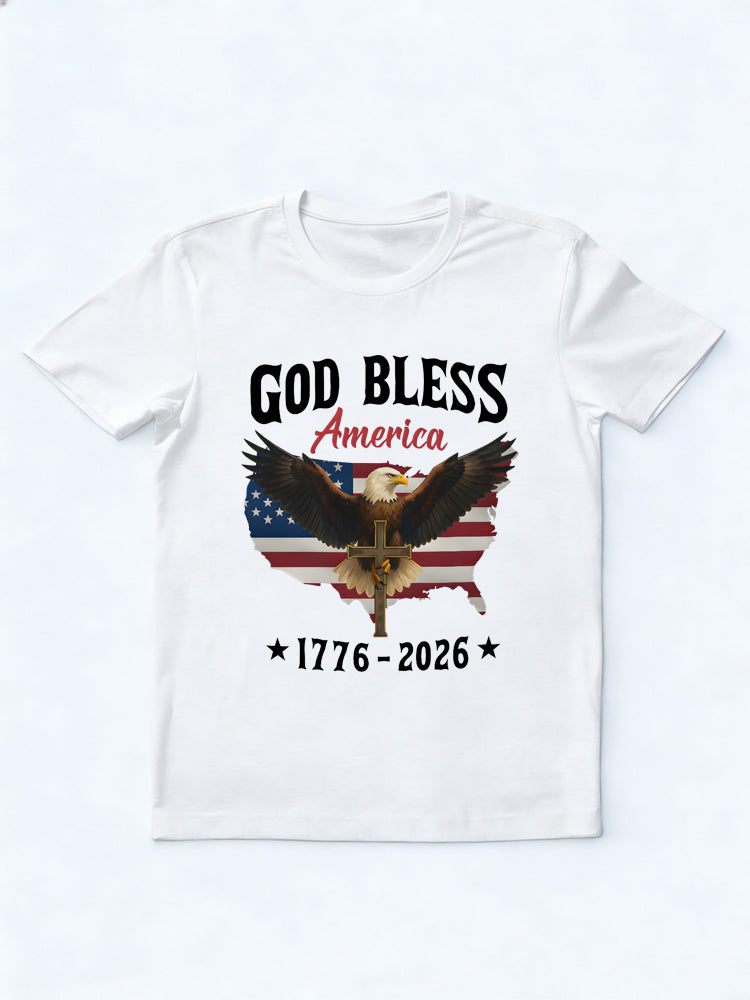 God Bless America Eagle Cross 1776-2026 Gift T-shirt