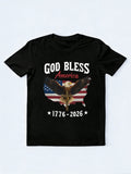 God Bless America Eagle Cross 1776-2026 Gift T-shirt