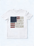 God Family Country Freedom - 4th July USA Christian Gift T-Shirt