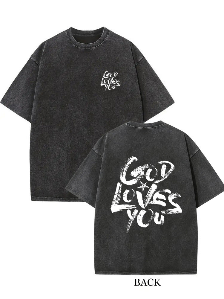 God Loves You Christ/ Prayer Gift Washed T-shirt