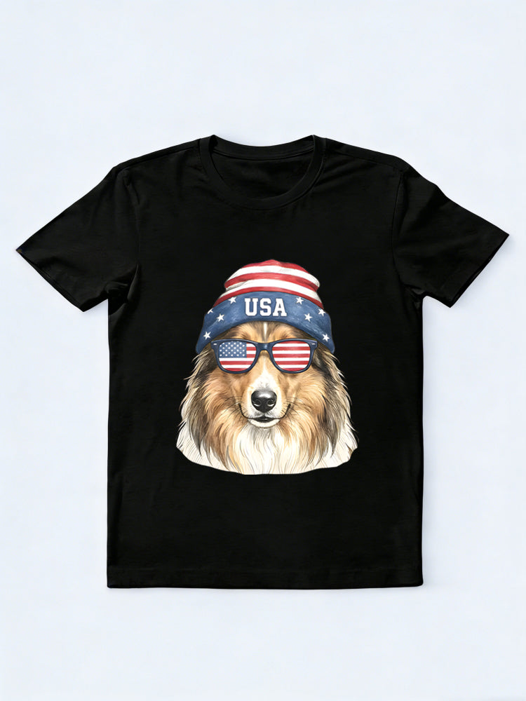 Golden Retriever Sunglasses & Beanie 4th of July America Gift T-shirt