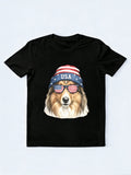 Golden Retriever Sunglasses & Beanie 4th of July America Gift T-shirt