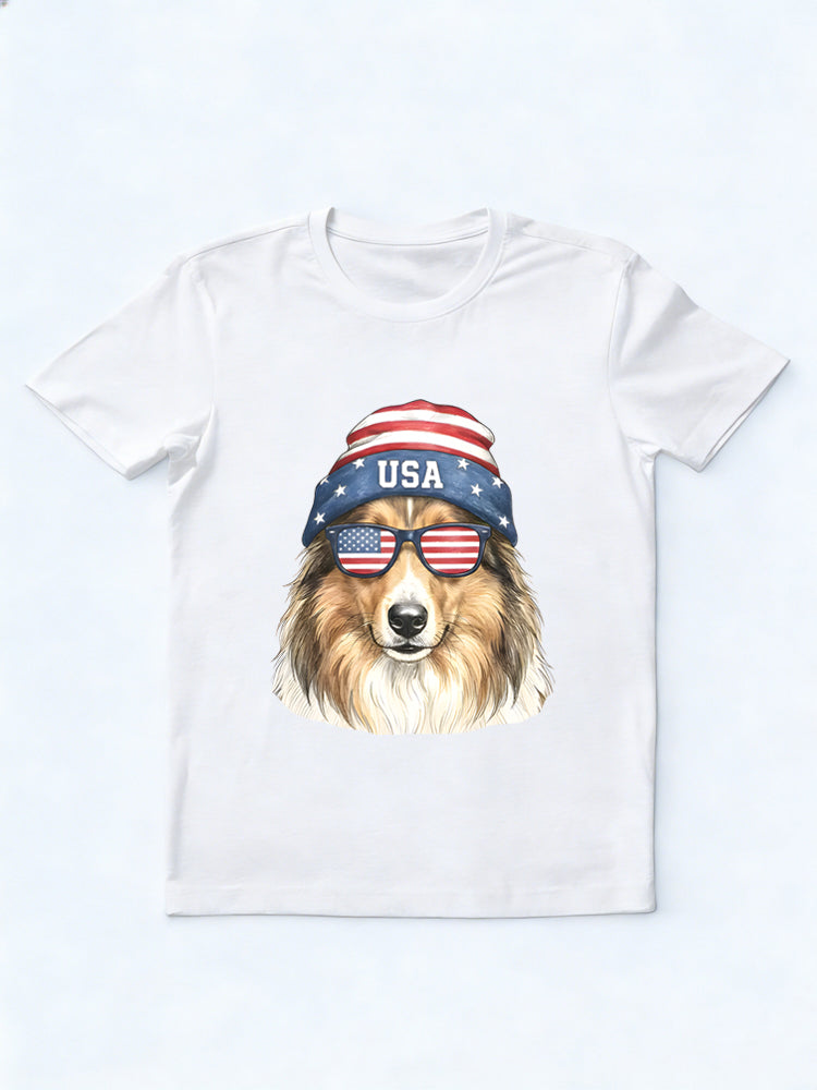 Golden Retriever Sunglasses & Beanie 4th of July America Gift T-shirt