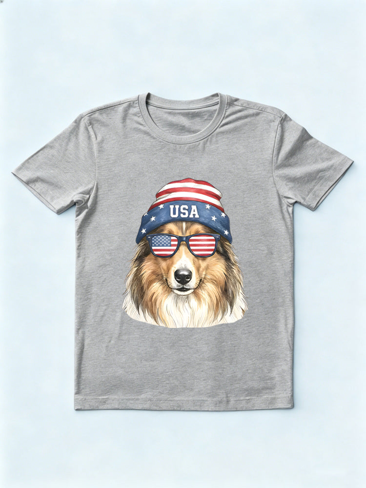 Golden Retriever Sunglasses & Beanie 4th of July America Gift T-shirt