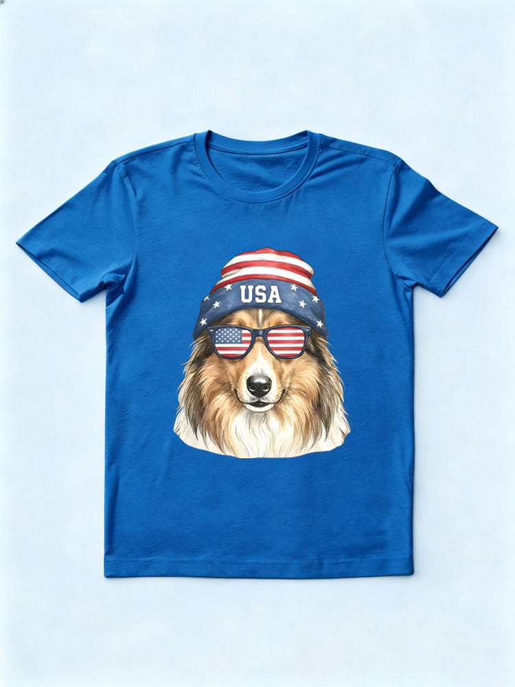 Golden Retriever Sunglasses & Beanie 4th of July America Gift T-shirt