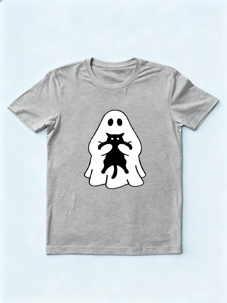 Halloween Boo Ghost Catches Cat Spooky Season Vibe T-shirt
