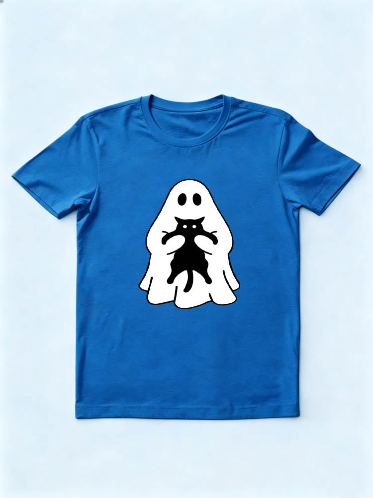 Halloween Boo Ghost Catches Cat Spooky Season Vibe T-shirt