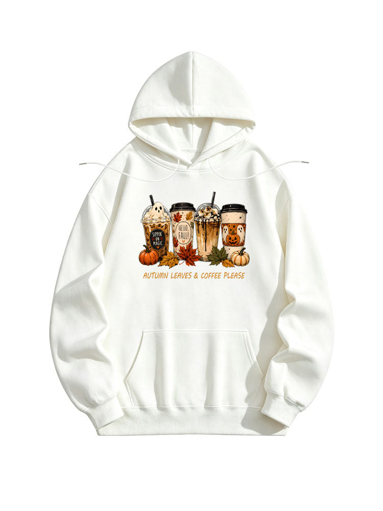 Halloween Pumpkin Spice Ghost Coffee Cup Spooky Season Vibe Hoodie