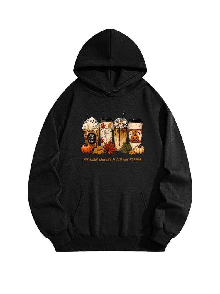 Halloween Pumpkin Spice Ghost Coffee Cup Spooky Season Vibe Hoodie