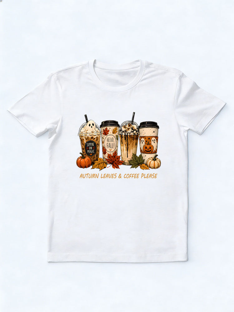 Halloween Pumpkin Spice Ghost Coffee Cup Spooky Season Vibe T-shirt