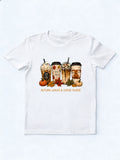 Halloween Pumpkin Spice Ghost Coffee Cup Spooky Season Vibe T-shirt