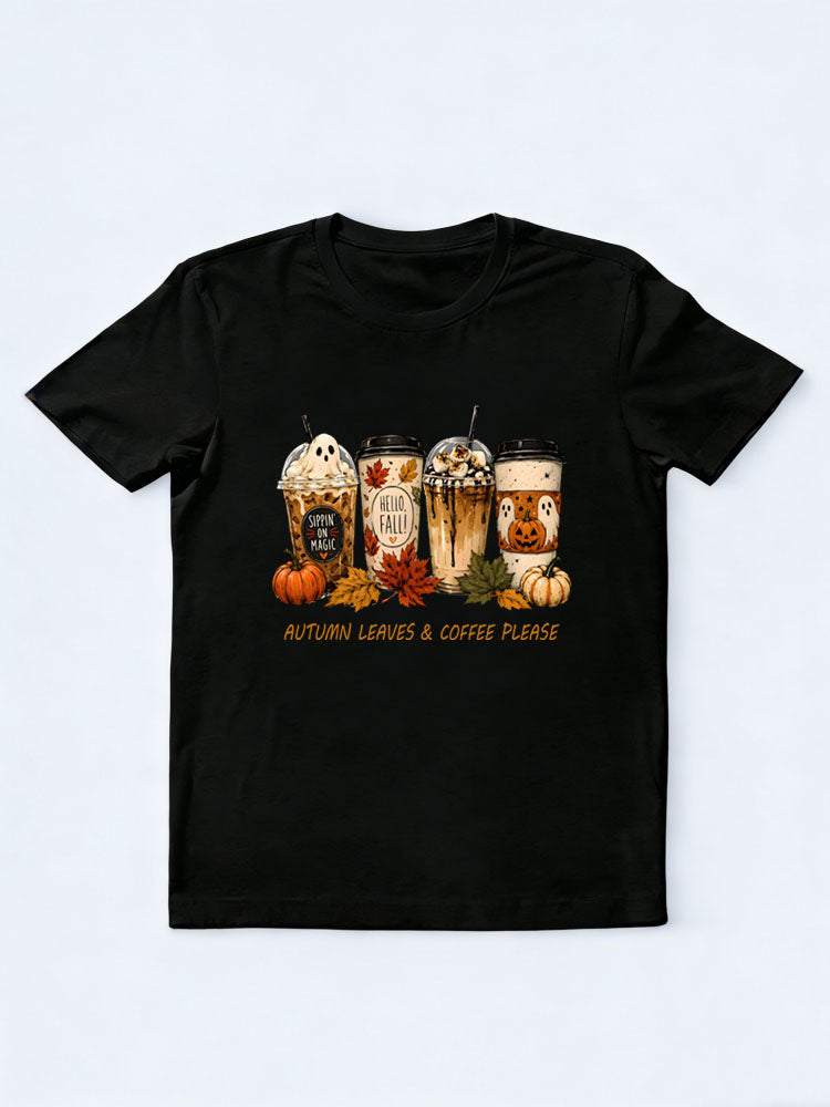 Halloween Pumpkin Spice Ghost Coffee Cup Spooky Season Vibe T-shirt