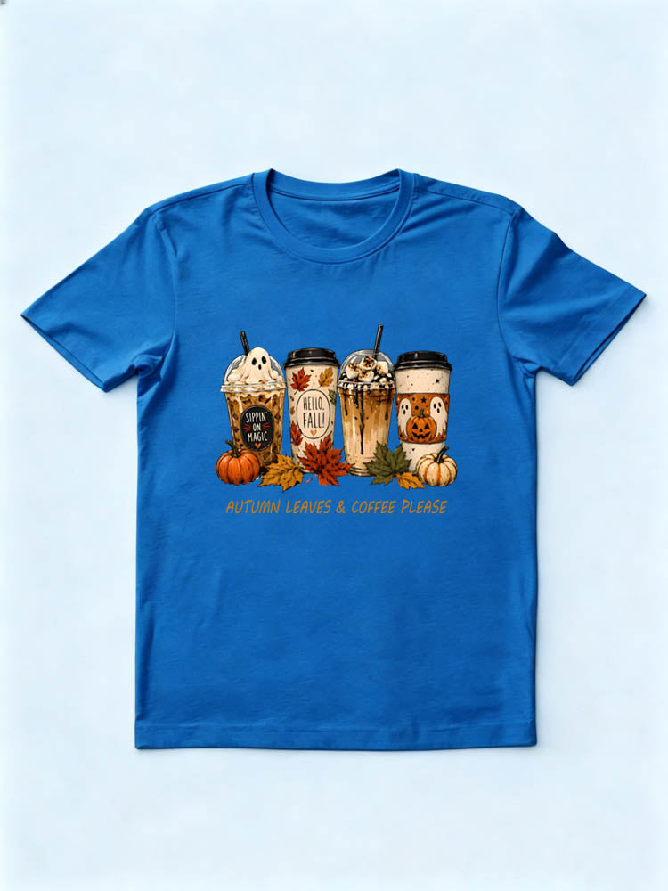 Halloween Pumpkin Spice Ghost Coffee Cup Spooky Season Vibe T-shirt