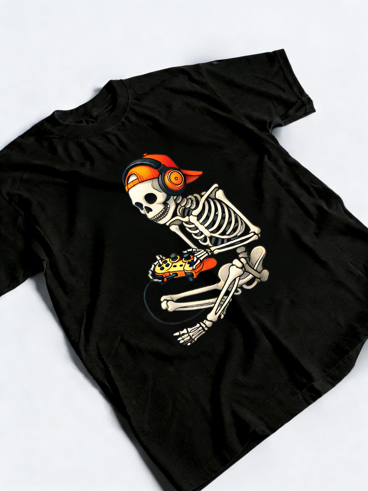 Halloween Skeleton Gamer Video Gaming Halloween Gift T-Shirt