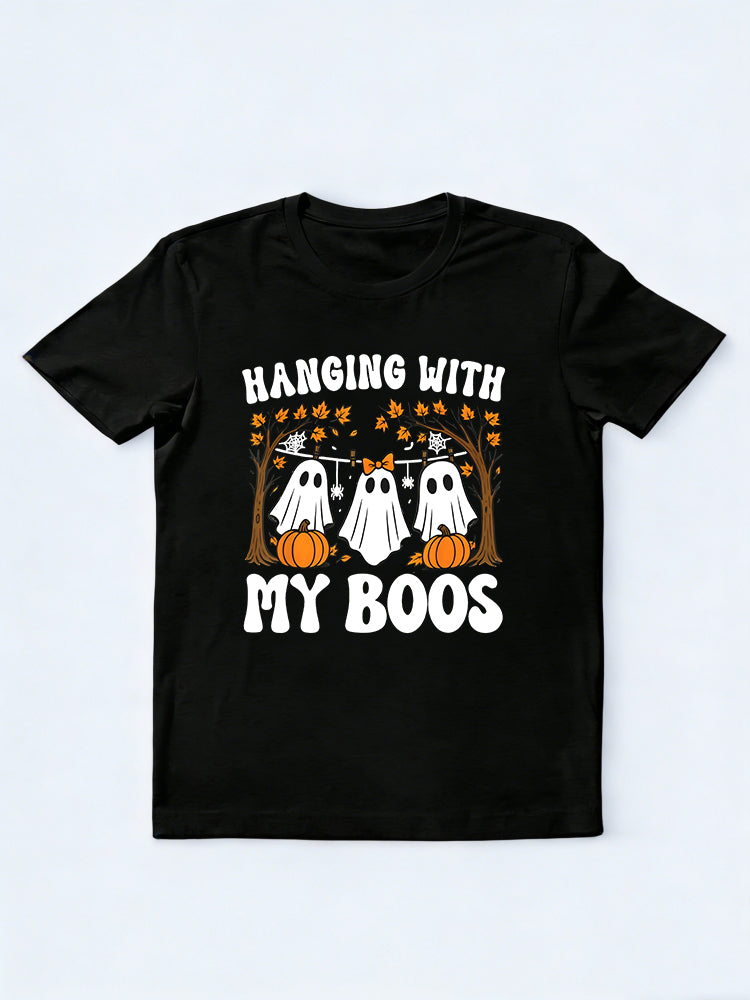 Hanging With My Boos Cute Ghost Halloween Preppy Spooky Fall Halloween Gift T-Shirt