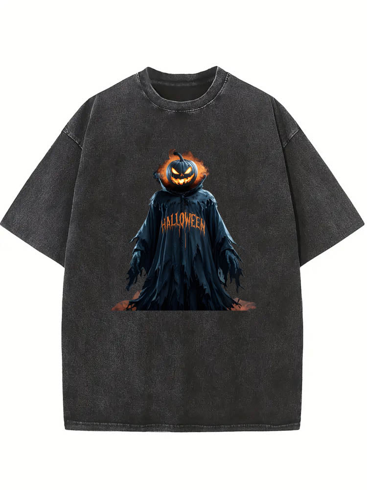 Happy Halloween Spooky Season Horrible Pumpkin Ghost Washed T-shirt