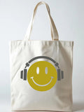 Happy Listening Music Lover Back to School Gift Canvas Tote Bag
