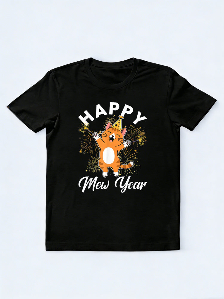 Happy New Year Cat Fireworks New Years Eve Party New Year Gift T-Shirt
