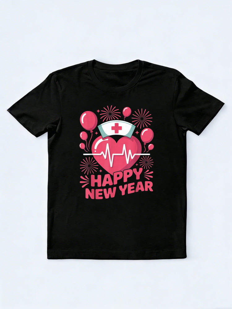 Happy New Year Nurse Heartbeat New Year Gift T-Shirt