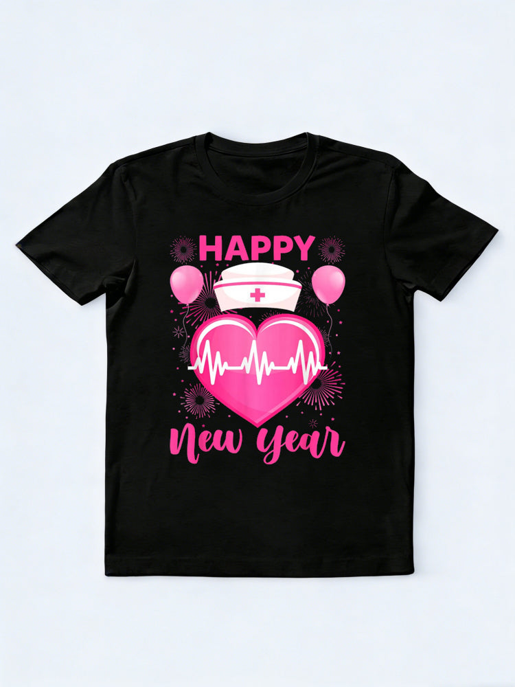 Happy New Year Party Nurses Heartbeat New Year Gift T-Shirt
