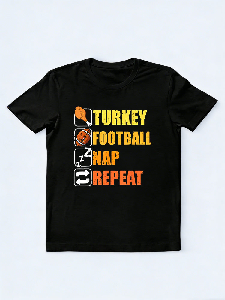 Happy Thanksgiving Turkey Nap Repeat Funny Thanksgiving Gift T-Shirt