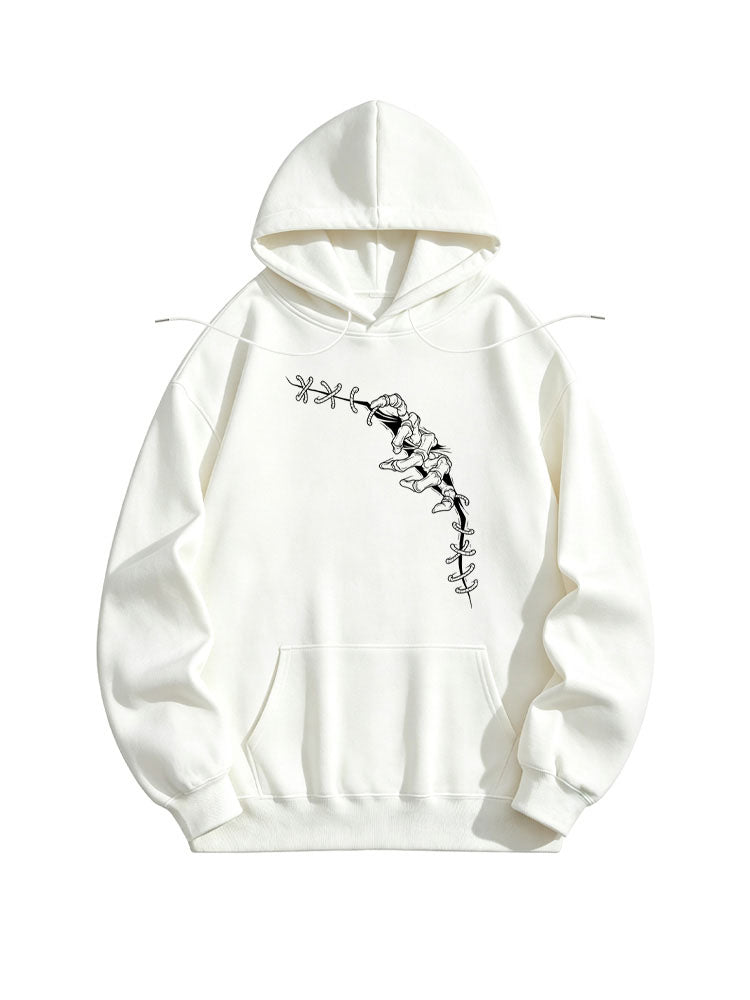Haunted Halloween Skeleton Hand Spooky Season Vibe Hoodie