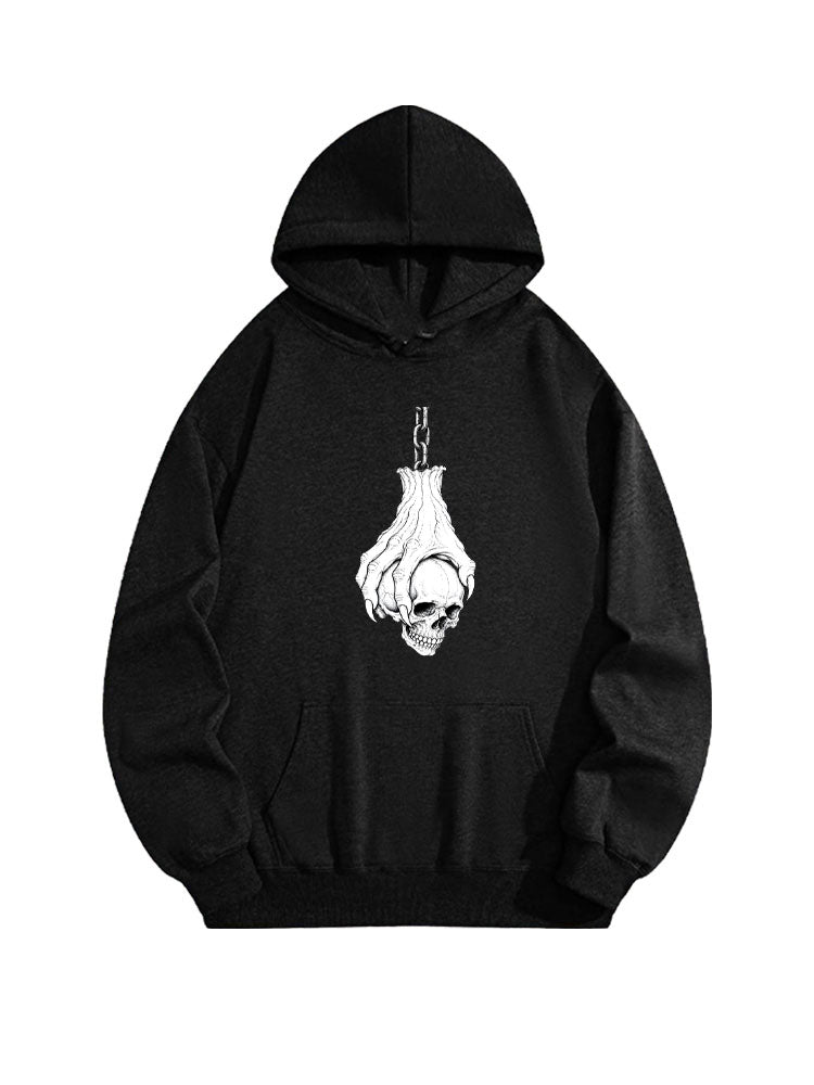 Haunted Halloween Skeleton Head Hanging Spooky Season Vibe Hoodie