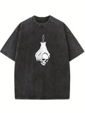 Haunted Halloween Skeleton Head Hanging Spooky Season Vibe Washed T-shirt