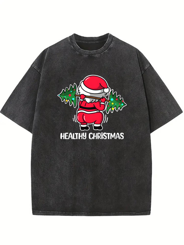 Healthy Christmas Gym Season Vibe Washed T-shirt