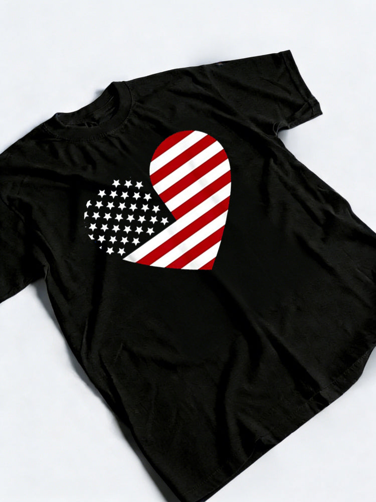 Heart American Flag 4th Of July Gift T-shirt
