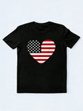 Heart American Flag 4th Of July Gift T-shirt