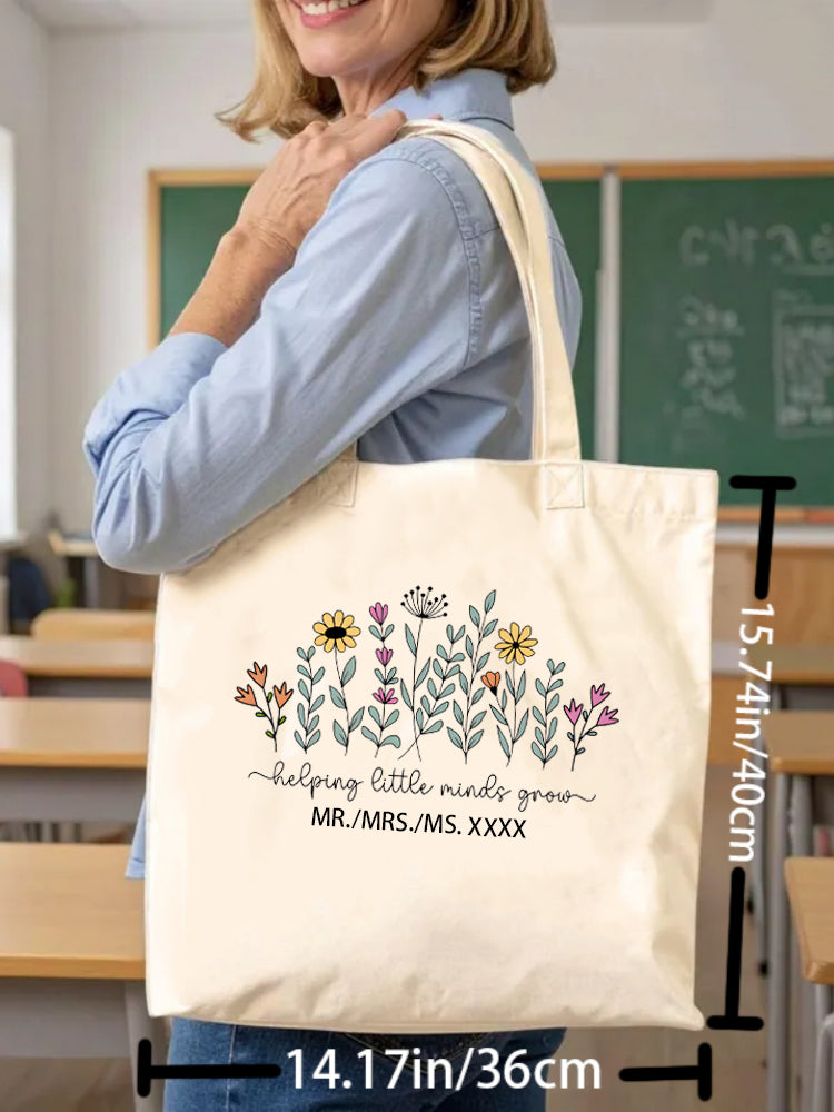 Mail for Personalized Design Gift Helping Little Minds Grow Teacher Back to School Canvas Tote Bag
